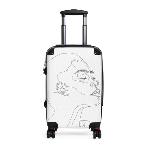 Chic minimalist black small face suitcase for travel accessories.