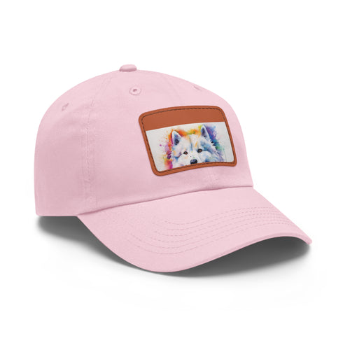 Fluffy Samoyed Snapback - White with Light Brown Rectangle Hat