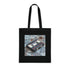 Analog Audio Tote Bag - Black Cotton Cassette Tape Design