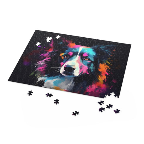 Charming collie jigsaw puzzle for dog lovers and puzzle enthusiasts.
