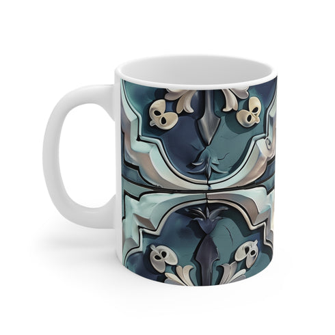 Artisan Tiles Pattern Ceramic Coffee Mug, 11oz, Mediterranean-Inspired Seamless Design