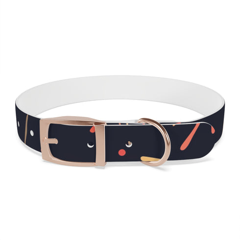 Festive Fireworks Dog Collar in Medium Black Onyx with Vibrant Colorful Pattern