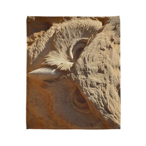 Desert Wind Forming Owl Face Plush Fleece Throw Blanket