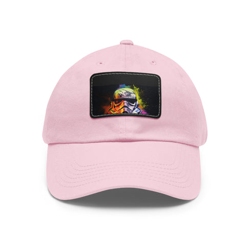 Neon watercolor storm trooper baseball cap, white/light brown rectangle shape.