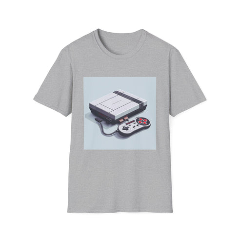 Charcoal retro gaming console t-shirt in size small.