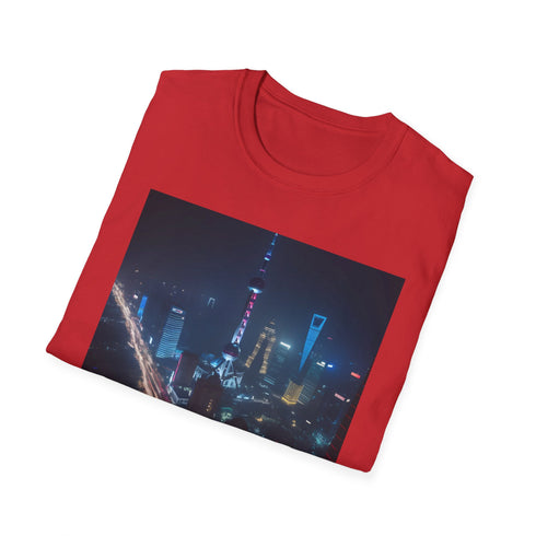 Shanghai Nights watercolor tee in Charcoal for men and women.
