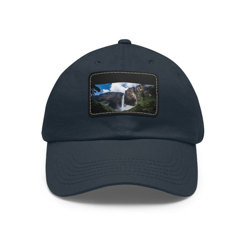 White cotton baseball hat featuring Angel Falls image for adventurers.