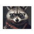 Whimsical raccoon wearing glasses jigsaw puzzle, perfect for trendy puzzle enthusiasts