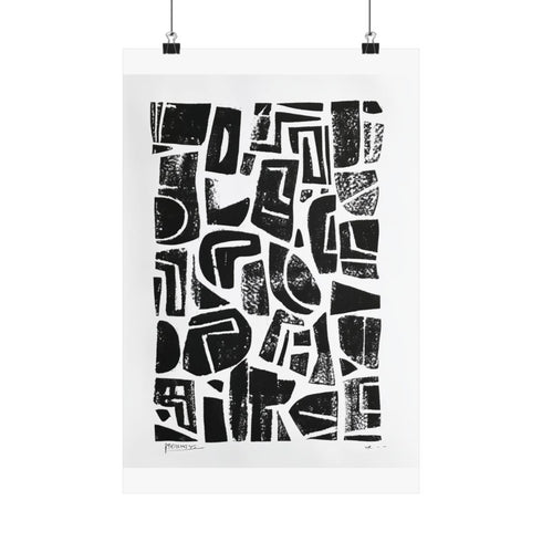 "Abstract Black Linocut Print Poster"