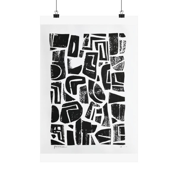 "Abstract Black Linocut Print Poster"