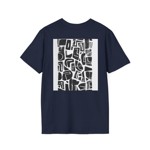 Abstract Black Linocut Print Tee