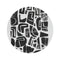 "Abstract Black Linocut Round Rug"