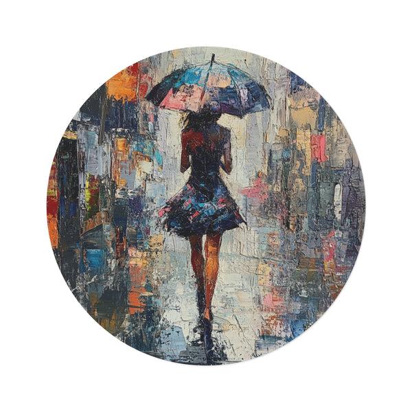 Abstract Brushstroke Woman Round Rug