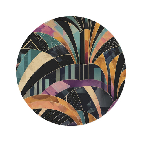 "Abstract Deco Circle Rug: Bold Design Statement"