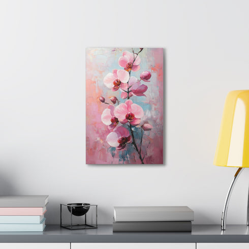 Vibrant abstract floral oil painting on 18x12 canvas print.