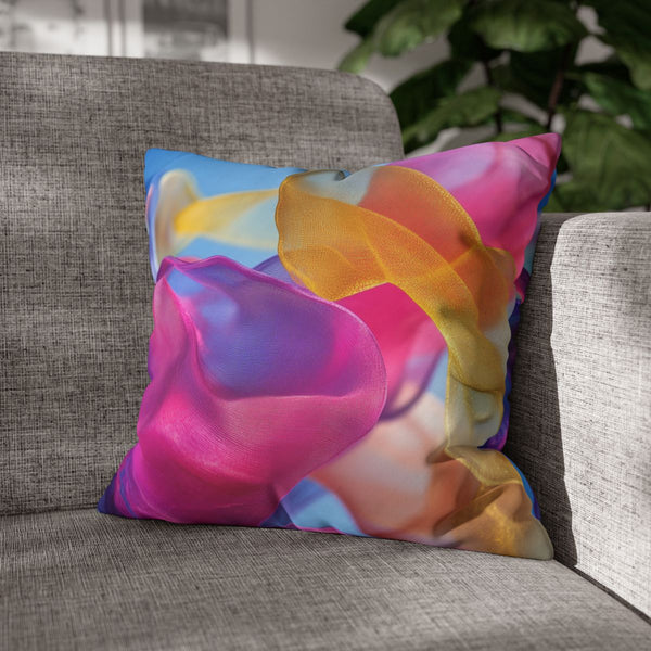 Abstract Fluid Shapes in Vivid Colors — 40×40 Cushion Cover — Sofa & Living Room Lifestyle View