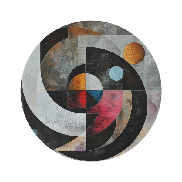 "Abstract Geometric Round Rug: Modernity"