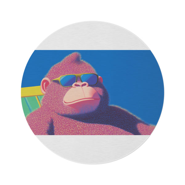 "Abstract Monkey Round Rug"