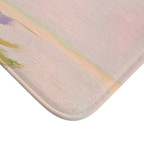 Acrylic Painting of Two Palm Trees Luxury Memory Foam Bath Mat - Microfibre Texture Close-Up