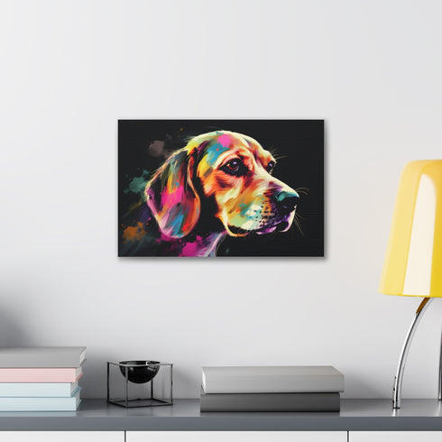 Charming beagle pup canvas art for dog lovers - 18" x 12"