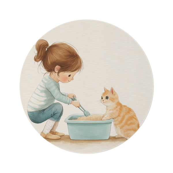 "Adorable Cat Owner Round Rug"