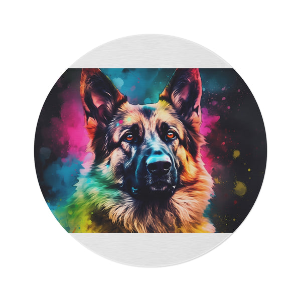 "Adorable German Shepherd Round Rug"