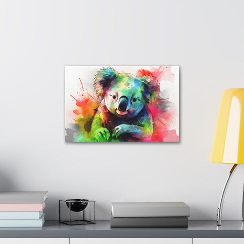Watercolor canvas art of adorable koala, perfect for nature lovers.