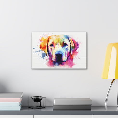 Labrador Puppy in Field Canvas Print: Heartwarming, joyful, playful home decor.