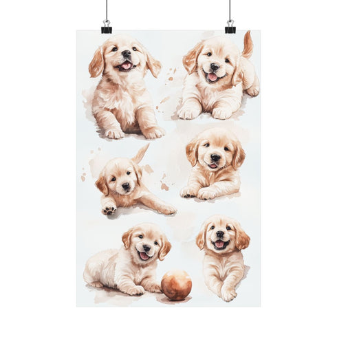 Adorable Labrador Puppies in Watercolor.