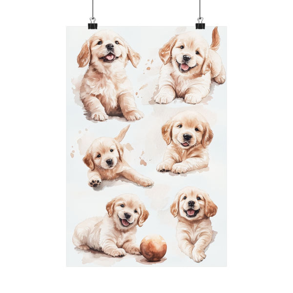 Adorable Labrador Puppies in Watercolor.