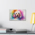 Adorable poodle portrait canvas spotlighting a fluffy coat and soulful eyes.