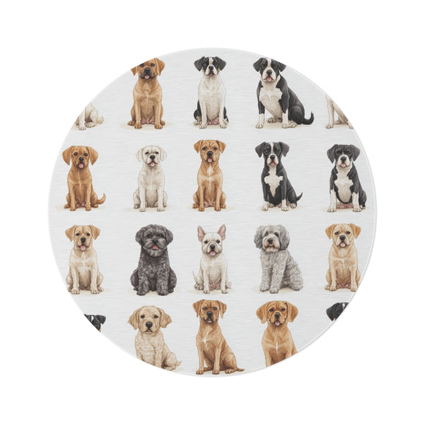 "Adorable Pup Paradise Round Rug"