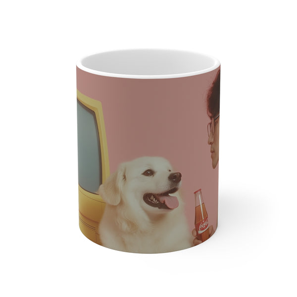 "Adorable Pup with Coca Cola"