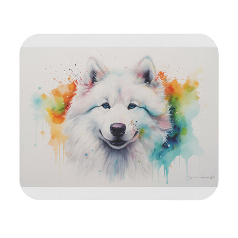 Adorable Samoyed Watercolor Mouse Pad