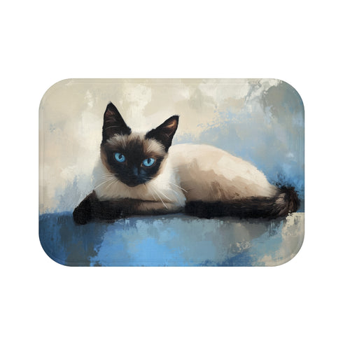 "Adorable Siamese Cat Bath Mat"