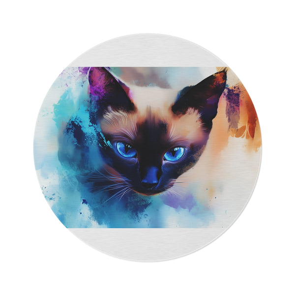 "Adorable Siamese Cat Round Rug"