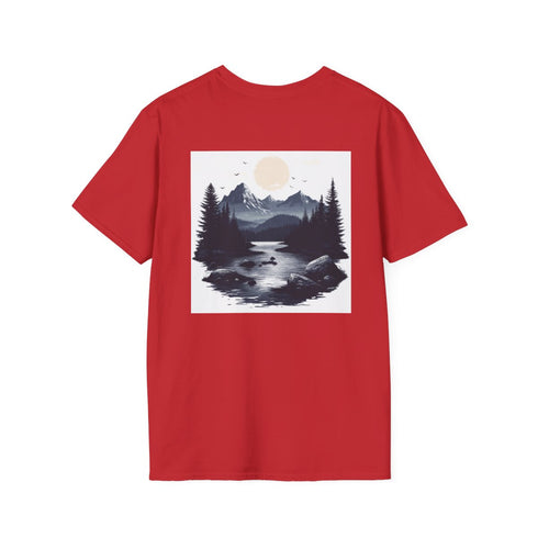 Adventure Awaits Tee: Mountain & River Scene