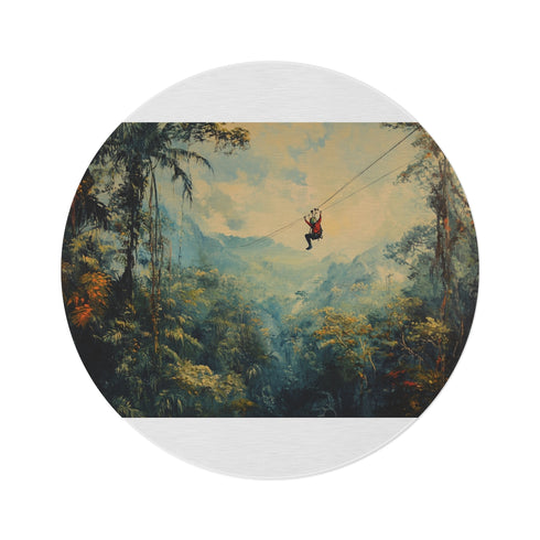 "Adventure Jungle Zipline Round Rug"