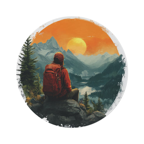 "Adventure-Ready Round Rug: RHADS Logo Design"