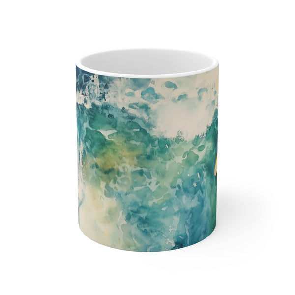 "Aerial Surfers Watercolor Coffee Mug"