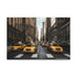 Vibrant yellow NYC cab canvas print featuring iconic Fifth Avenue skyline.