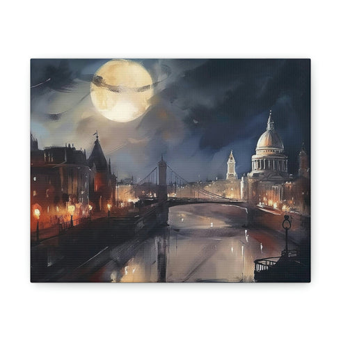 London cityscape art canvas featuring iconic Electric Canvas at night.