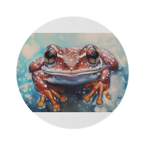 "African Dwarf Frog Round Rug: Adorable Aquatic Art"