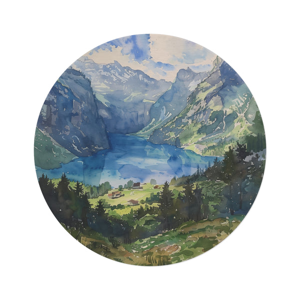 "Alpine Bliss Round Rug: Swiss-Inspired"