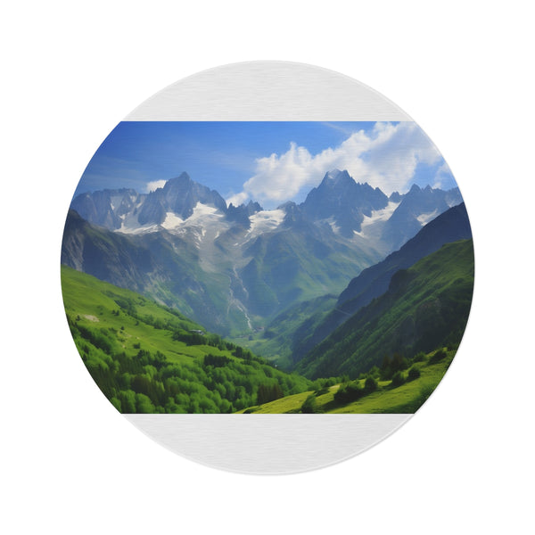 "Alpine Majesty Round Rug: Bring the French Alps to Your Home"