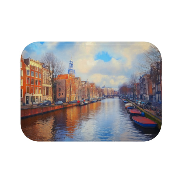 "Amsterdam Canal Painting Bath Mat"