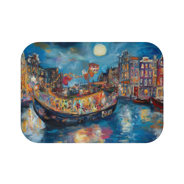 "Amsterdam Canals Bath Mat: A Stunning Artistic Addition"