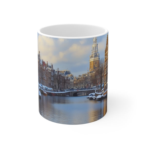 "Amsterdam Canals Coffee Mug: Vibrant Painting"