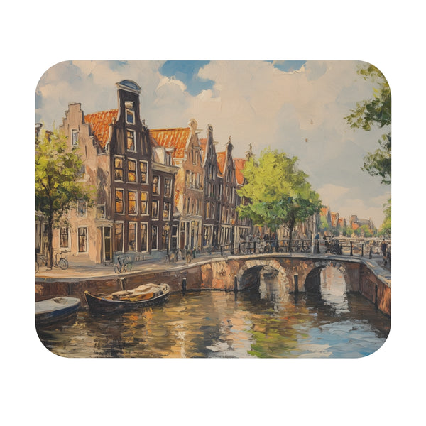 Amsterdam Canals Mouse Pad Serene Amsterdam Painting