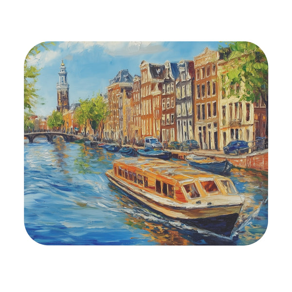 Amsterdam Canals Mouse Pad Vibrant Watercolor
